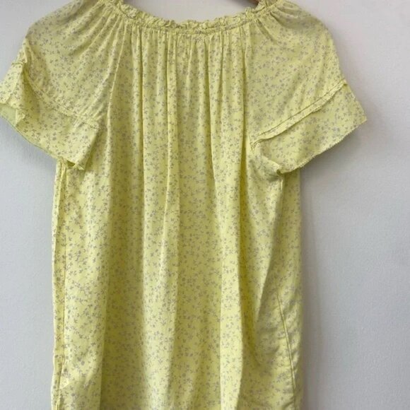 GAP Light Yellow Floral Blouse with Ruffle Neck - Picture 6 of 8